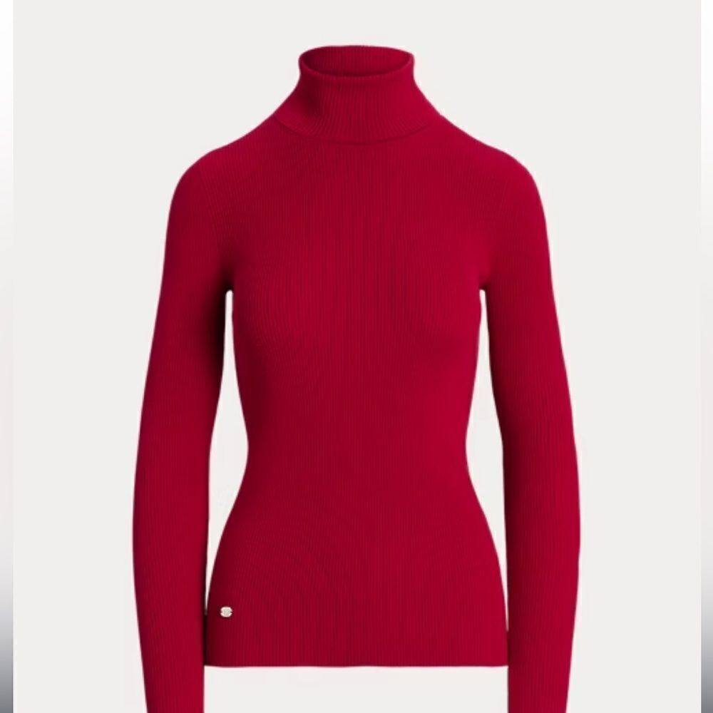Ralph Lauren black label red fitted ribbed turtleneck L